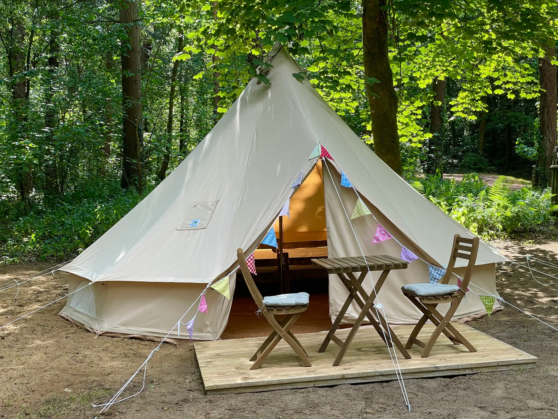 Interior of a comfortable bell tent