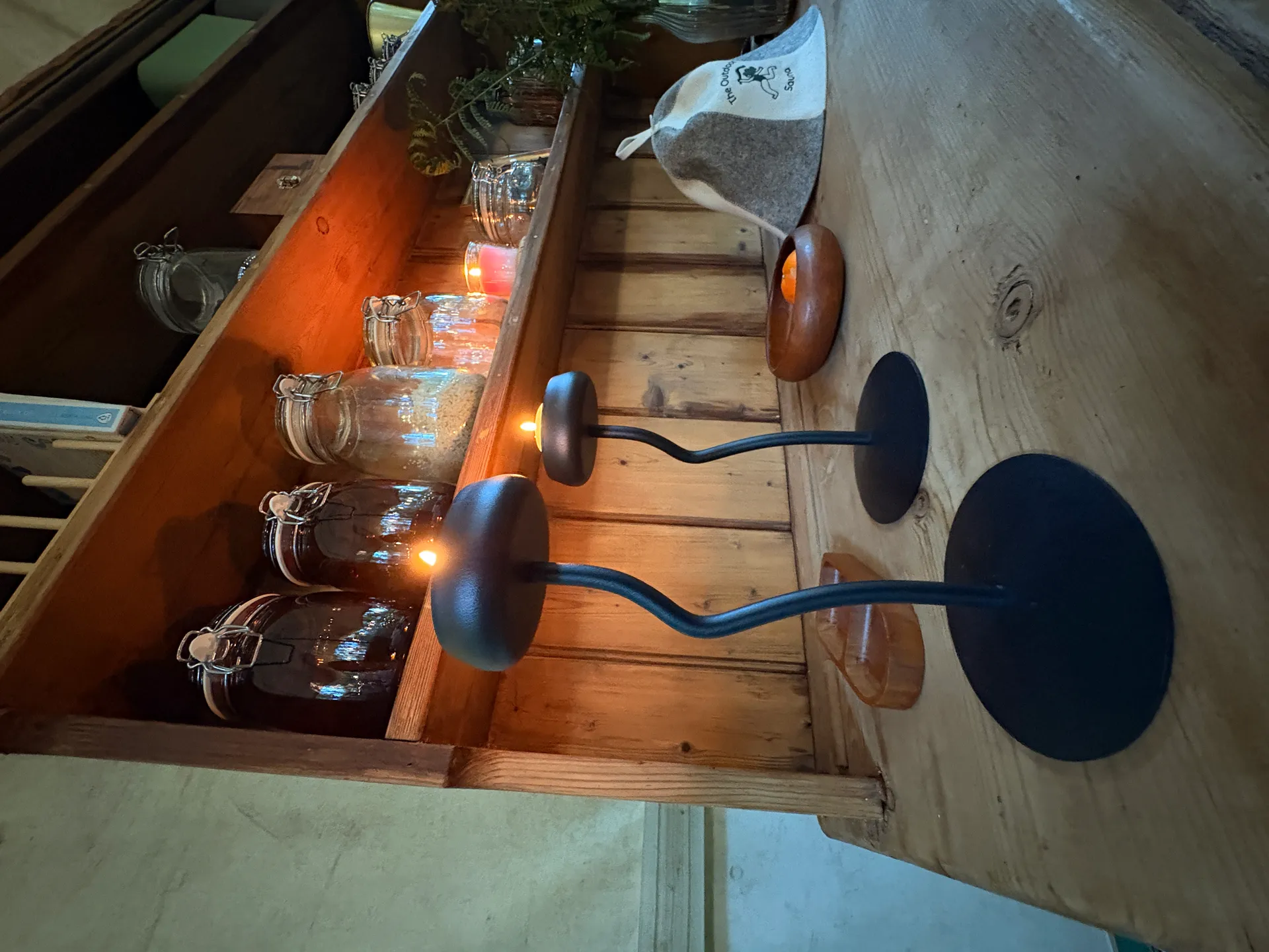 Outdoor wellness area in the woods