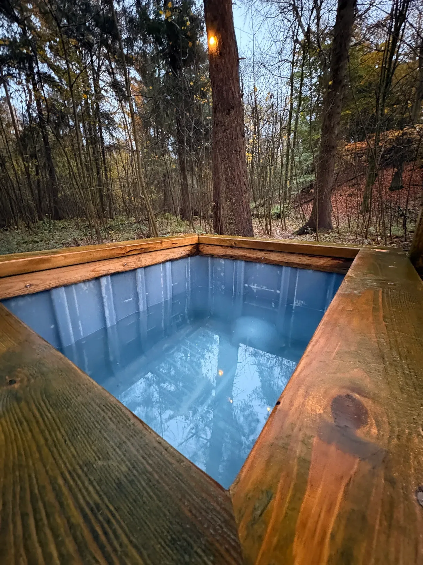 Detail of the wood-fired sauna at Candleston Woods