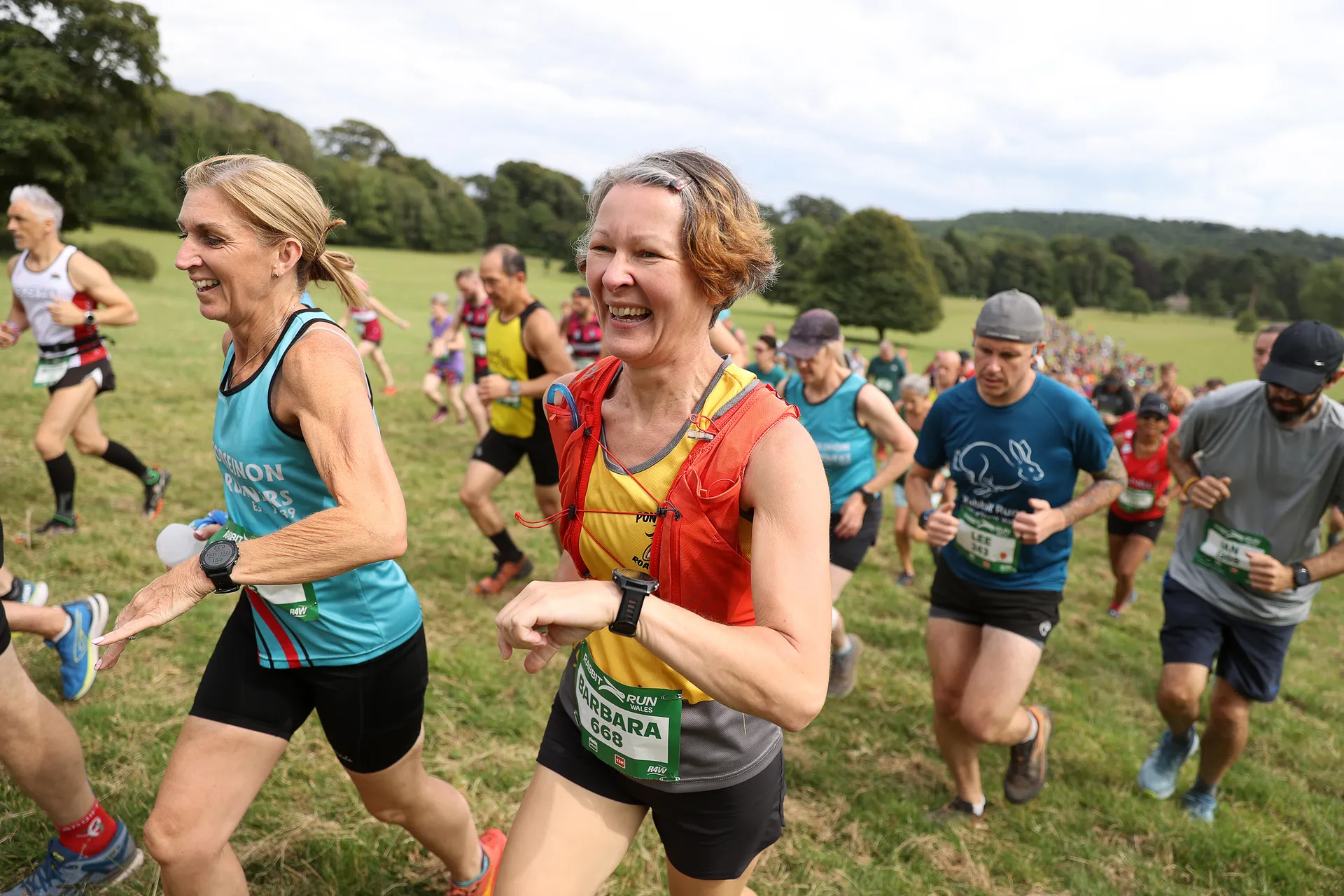Runners on the Rabbit Run course near Merthyr Mawr