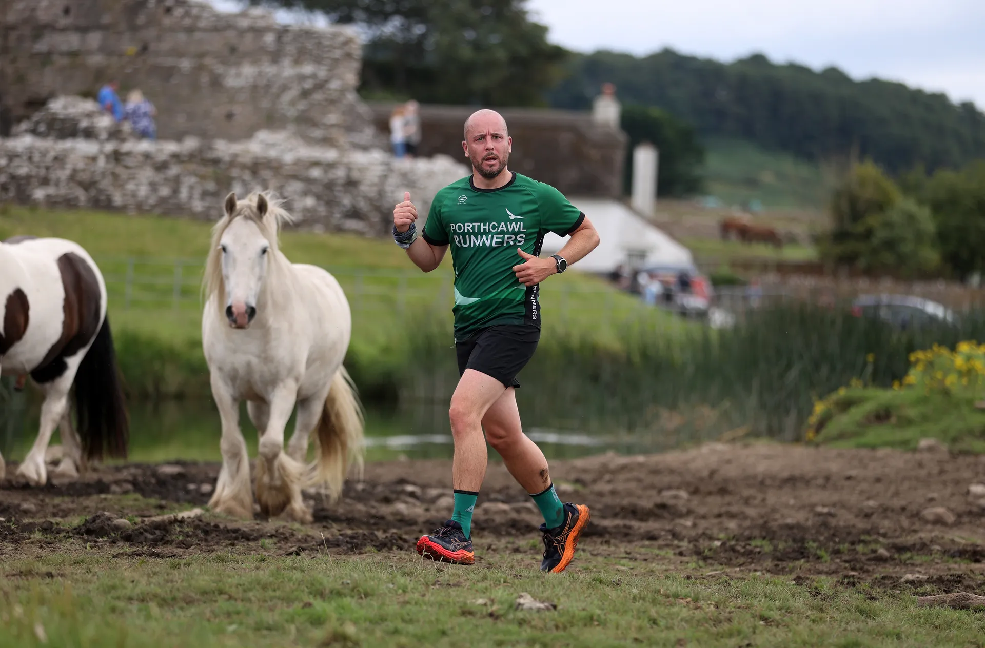 Runners preparing for their race starts